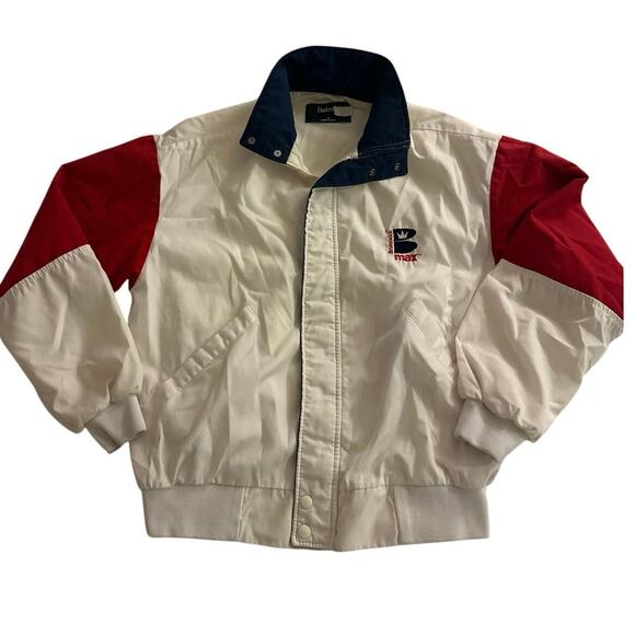 Vintage Dunbrooke Brunswick Max Bowling Jacket Mens M Red White Blue USA 80s - Picture 1 of 8